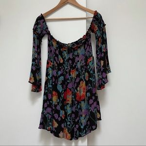 Smocked Floral Off-Shoulder Dress